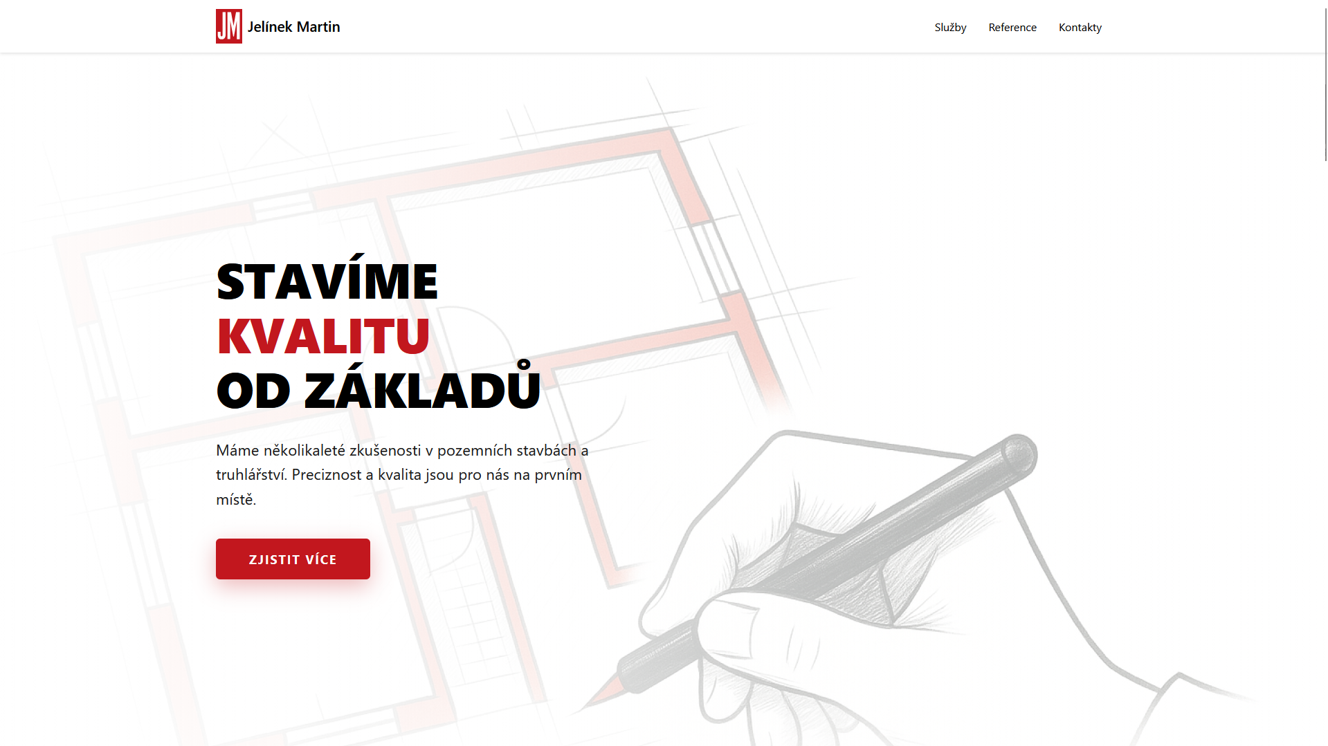 Martin Jelínek - Stavební práce - Profesionální webová prezentace pro stavební firmu se zaměřením na přehled služeb a snadný kontakt.